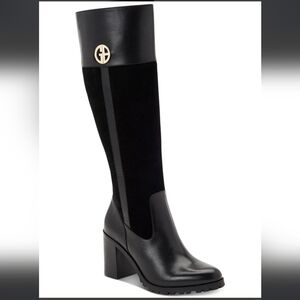 Giani Bernini Kaidyn Black Leather & Suede Knee High Riding Boots Size 10 NIB